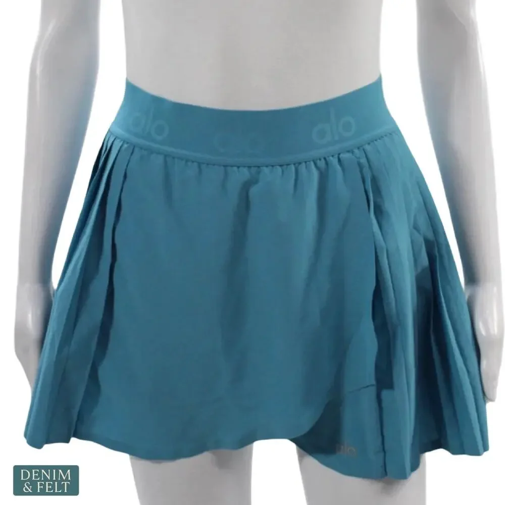 Alo Yoga Aces Tennis Skirt Shorts‎ Blue Splash Wrap Athletic Skort Size Small